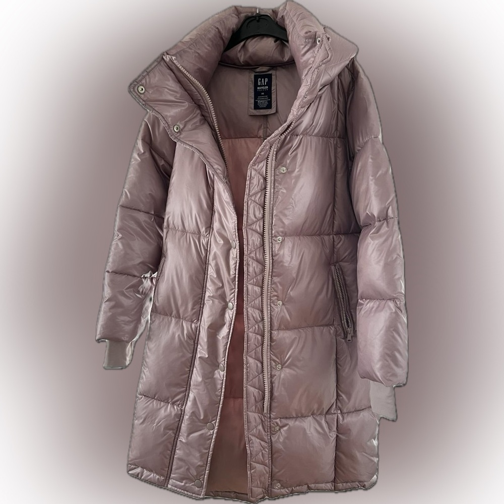 GAP Women's Midi Mauve Puffer Coat